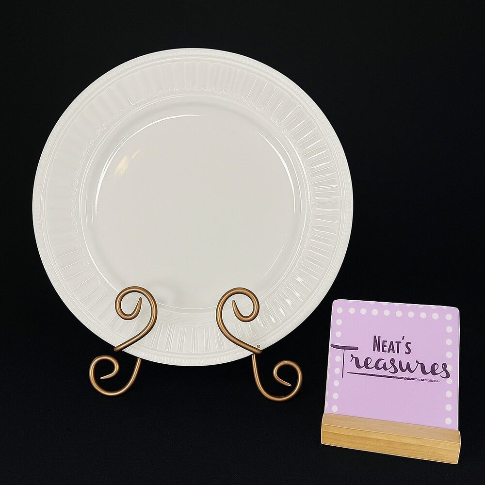 Sango MONARCH 8841 White Embossed Rib Stoneware 12" Chop Plate Serving Platter